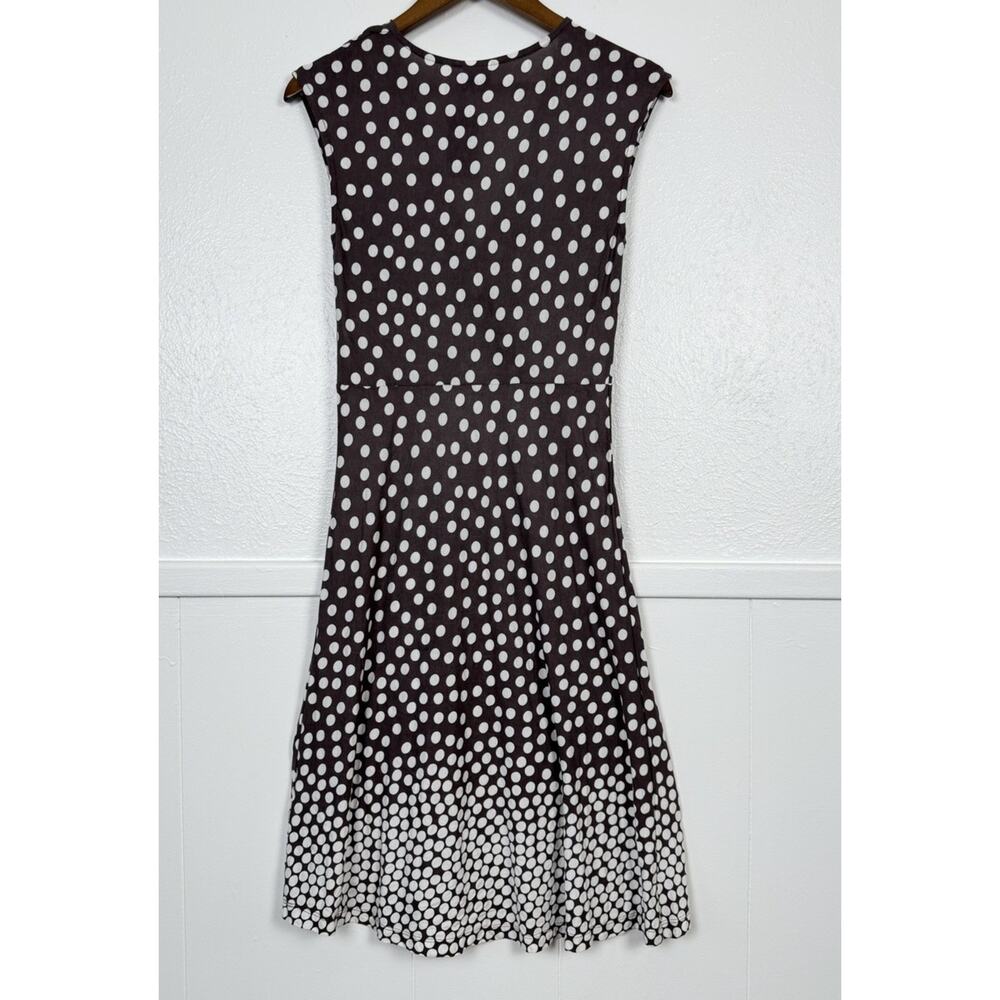 LASCANA Polka Dot Faux Wrap Midi Dress 6 Brown White Retro Pinup - Picture 3 of 8